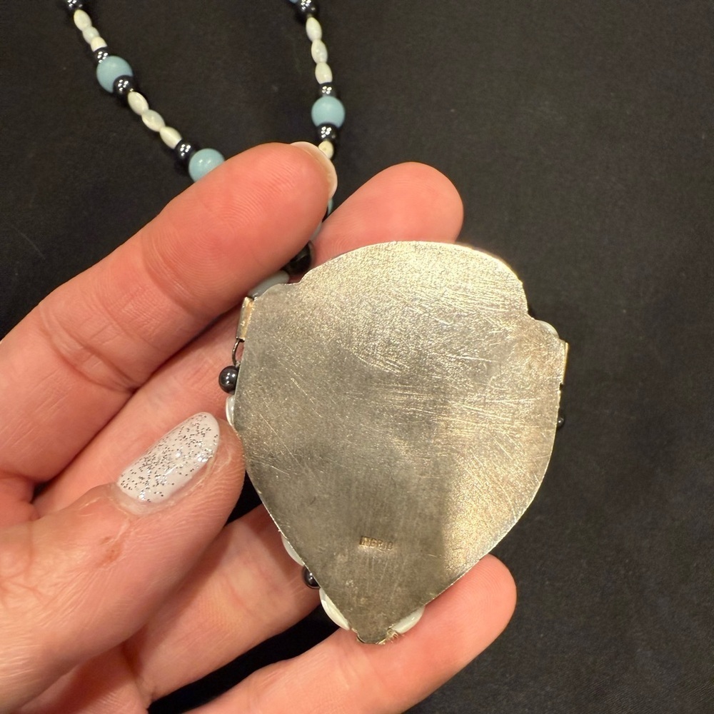 Vintage Phoenix Necklace – Handcrafted Navajo Artistry Glass and Black Pearl - Picture 12 of 16